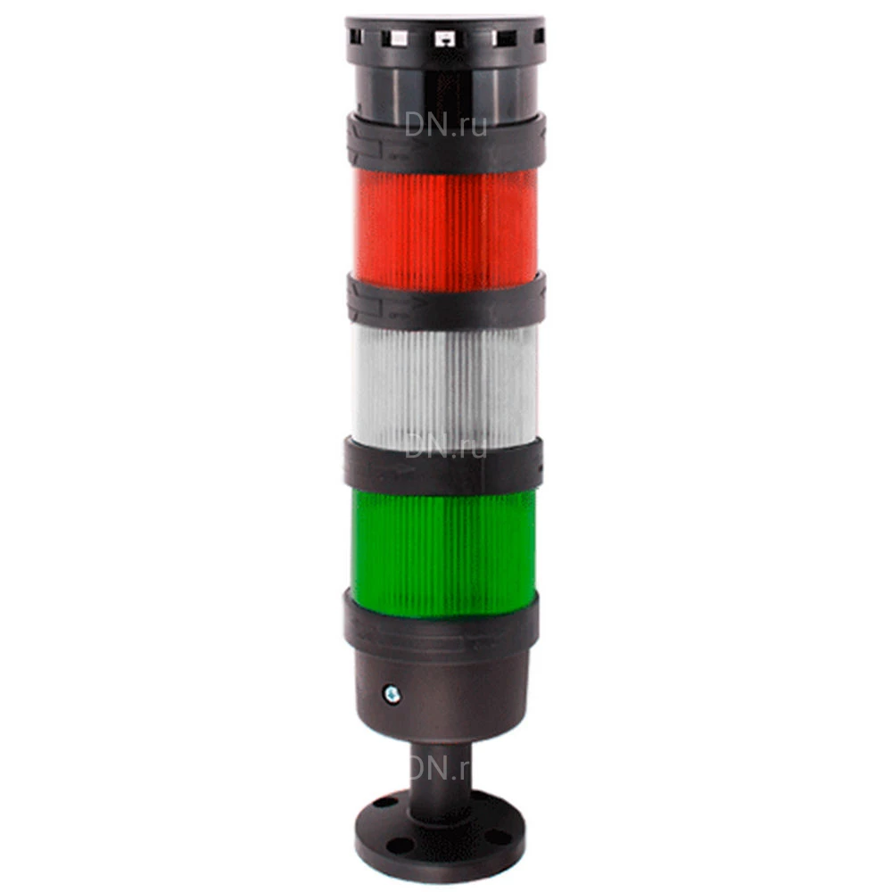 Колонна светосигнальная INNOCONT TL70B-024-RWG-55 диаметр - 70мм, постоянное свечение, с зуммером, цвет - красный/белый/зеленый, 24В, IP65