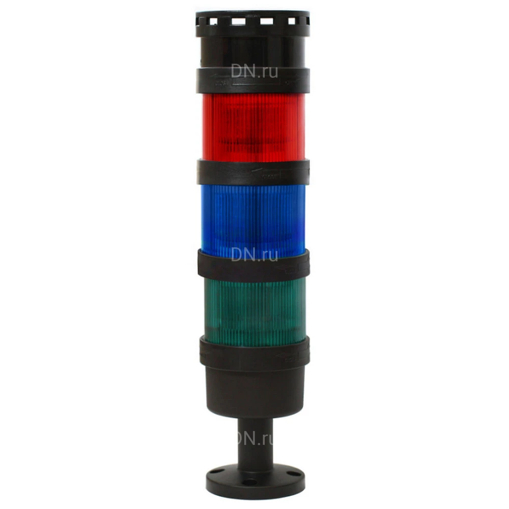Колонна светосигнальная INNOCONT TL70B-024-RGB-55 диаметр - 70мм, постоянное свечение, с зуммером, цвет - красный/зеленый/синий, 24В, IP65