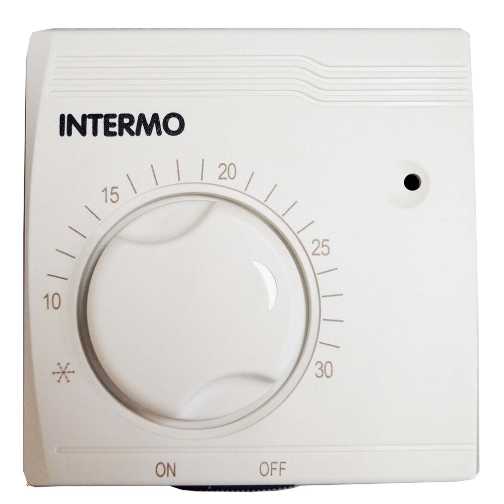 Терморегулятор для теплого пола Intermo L-302 механический, монтаж - накладной, цвет - белый