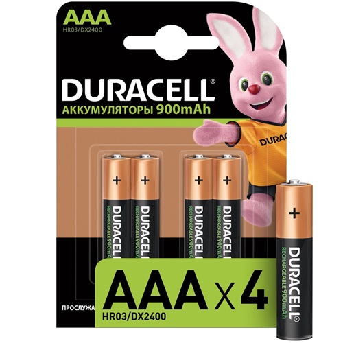Аккумуляторы Duracell HR03-HR6 850mAh-2500mAh, количество - 4, размер АА-AAA, предзаряженные