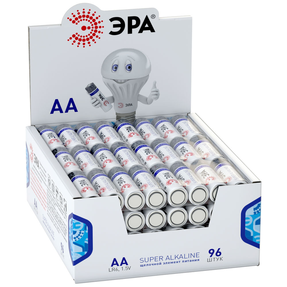 Батарейки ЭРА SUPER Alkaline количество - 96, размер - AA, емкость - 2.85 Ач