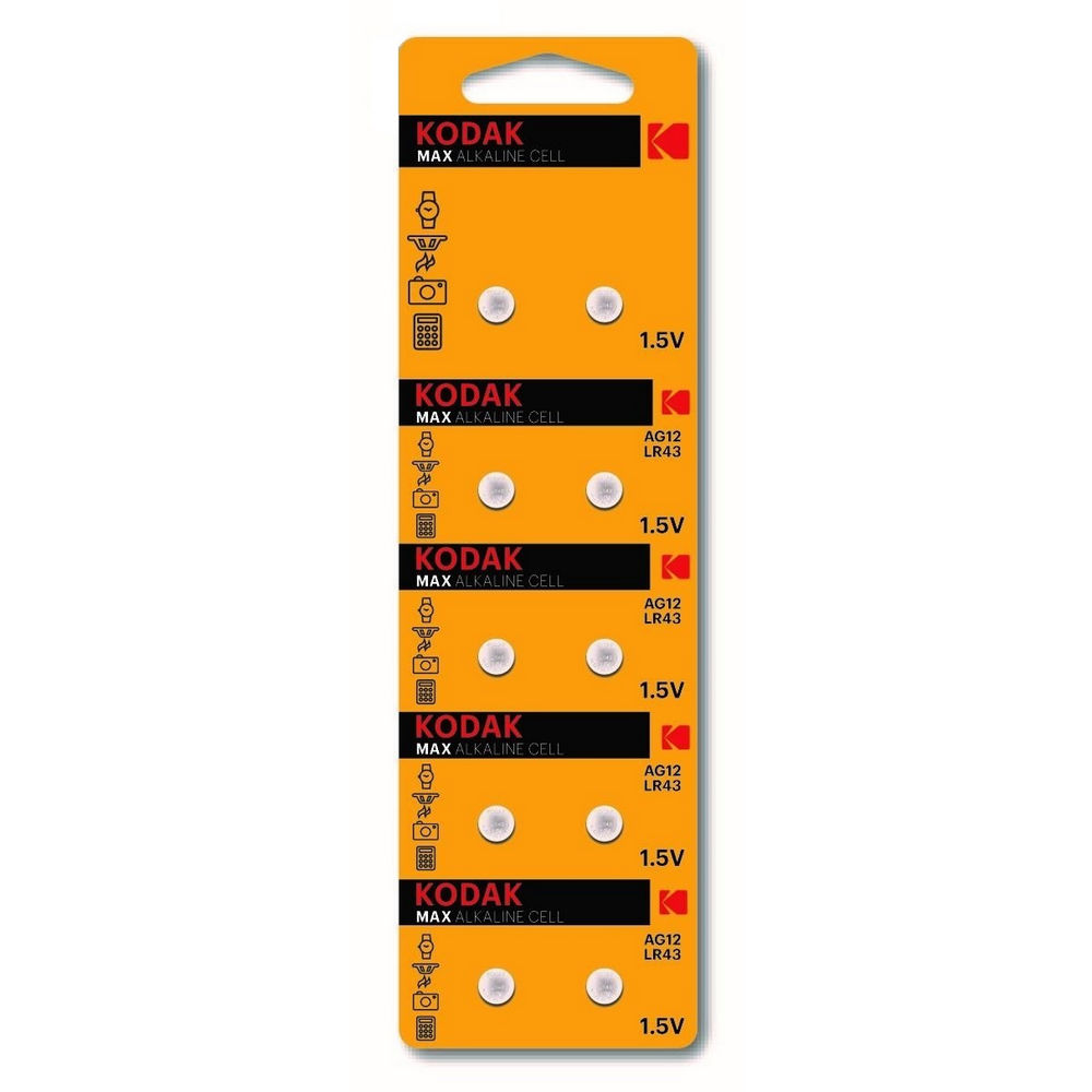 Батарейки KODAK Max Button Cell количество - 10, размер - LR43