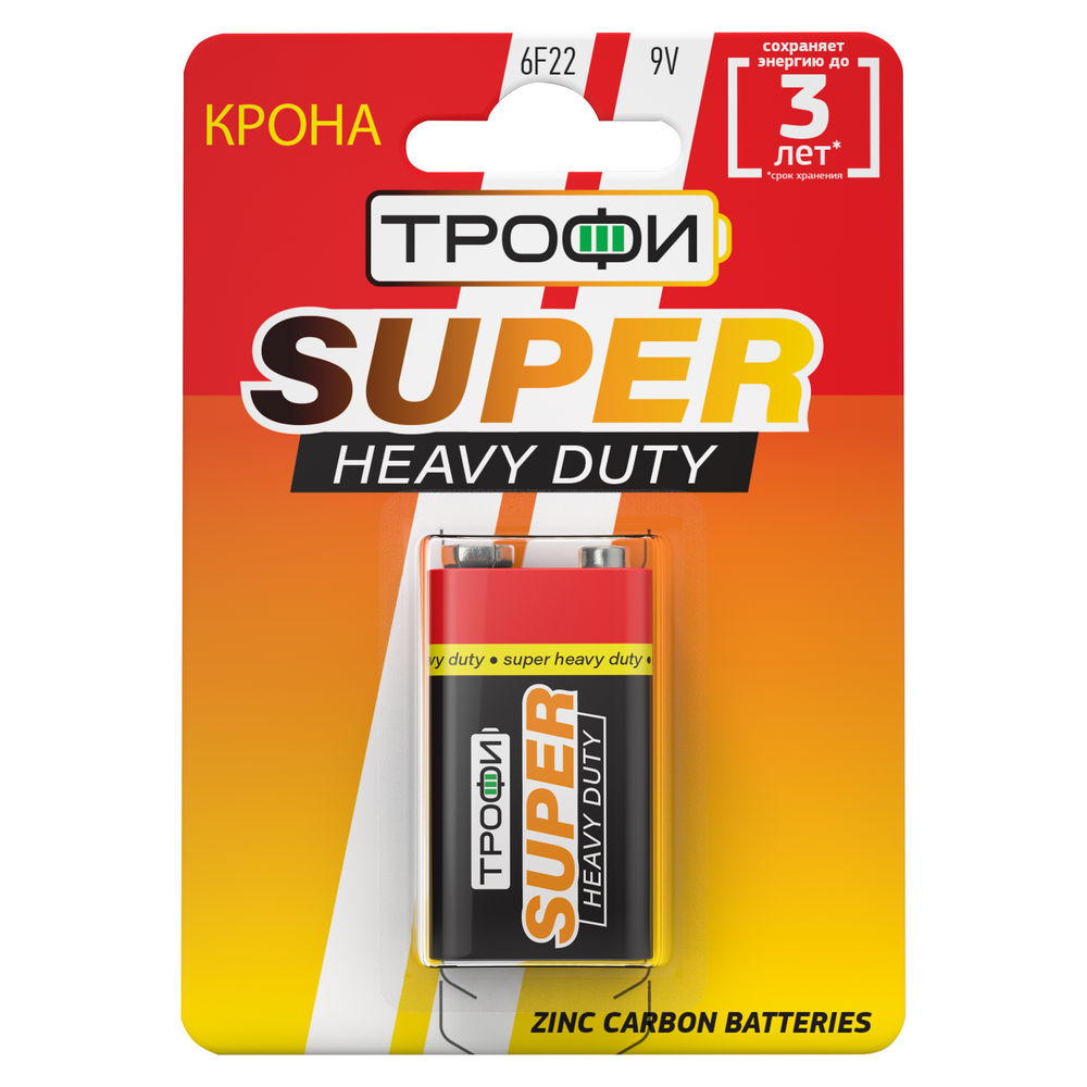 Батарейка ТРОФИ SUPER HEAVY DUTY Zinc количество - 1BL, размер - C, емкость - 0.27 Ач