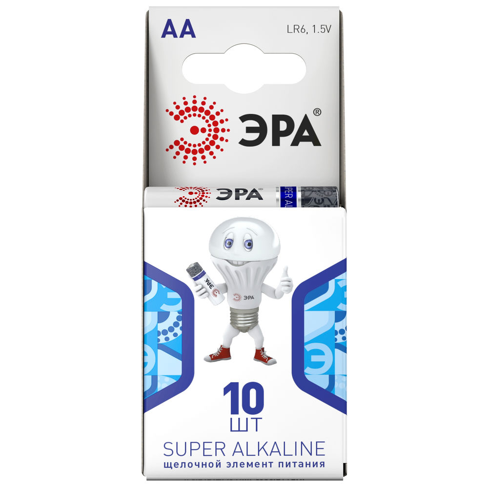 Батарейки ЭРА SUPER Alkaline количество - 10, размер - AA, емкость - 2.85 Ач