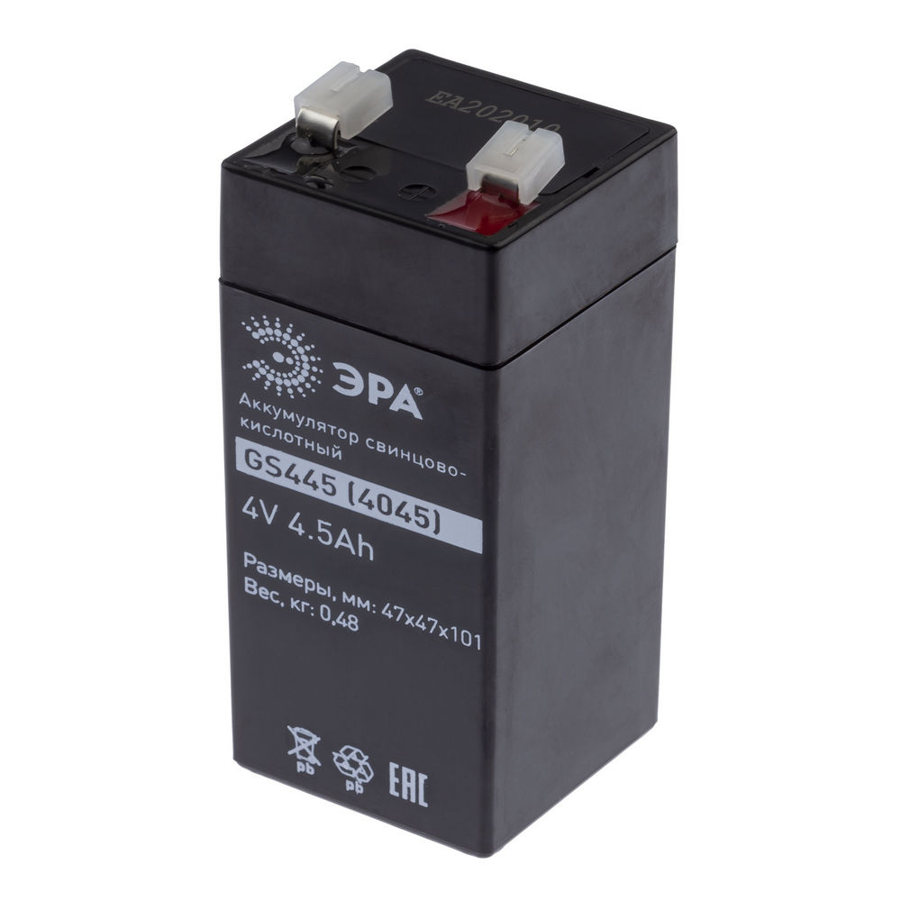 Аккумулятор свинцово-кислотный ЭРА GS 4В, емкость аккумулятора -  4,5 Ач