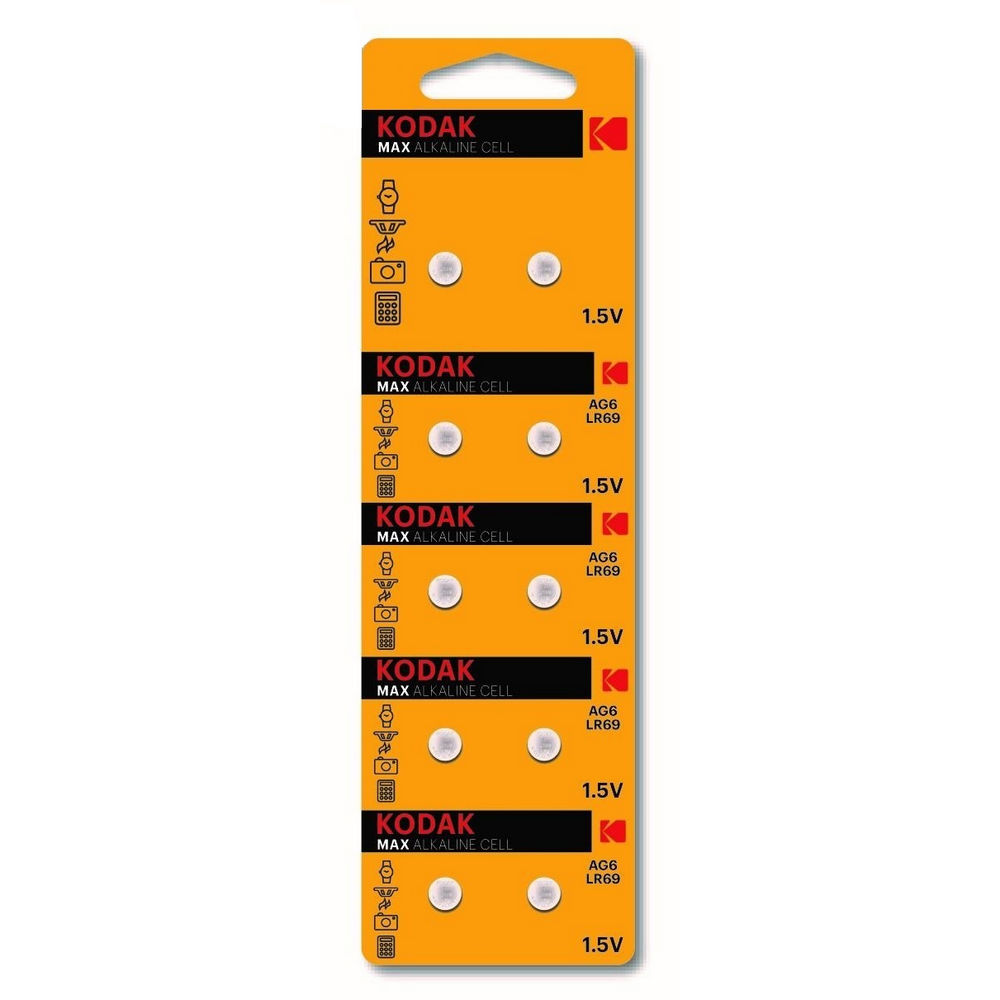 Батарейки KODAK Max Button Cell количество - 10, размер - LR69