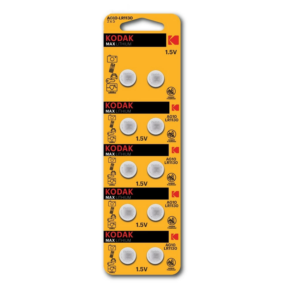 Батарейки KODAK Max Button Cell количество - 10, размер - LR54