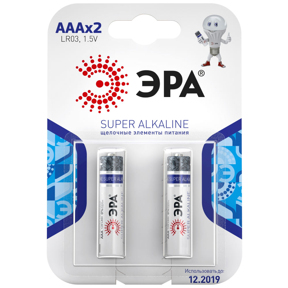 Батарейки ЭРА SUPER Alkaline количество - 2, размер - AAA, емкость - 1.2 Ач
