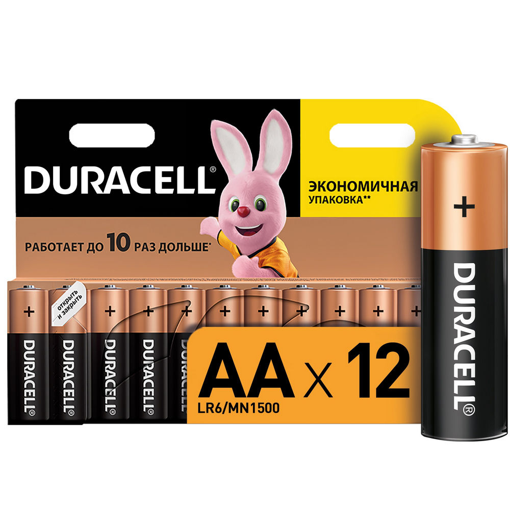 Элемент питания Duracell LR6 BASIC количество - 12, размер - AA, тип элемента питания - Alkaline