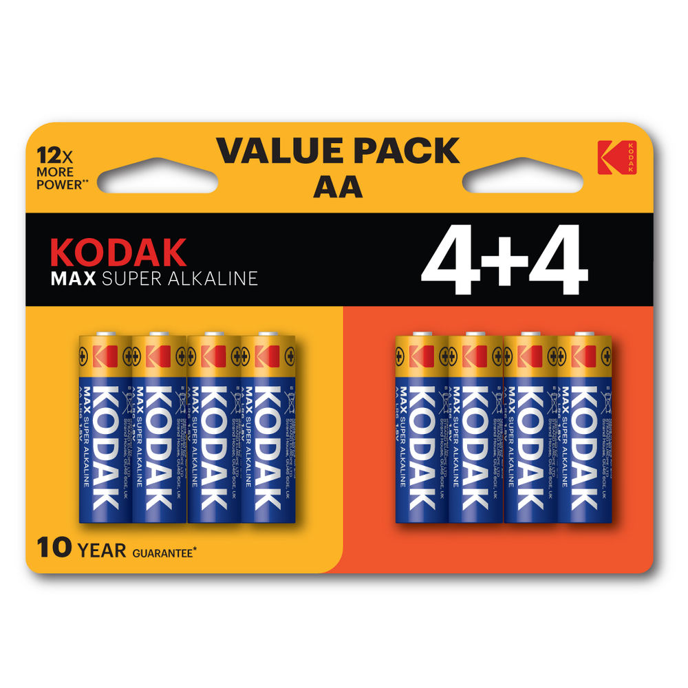 Батарейки KODAK MAX SUPER Alkaline количество - 8, размер - AA