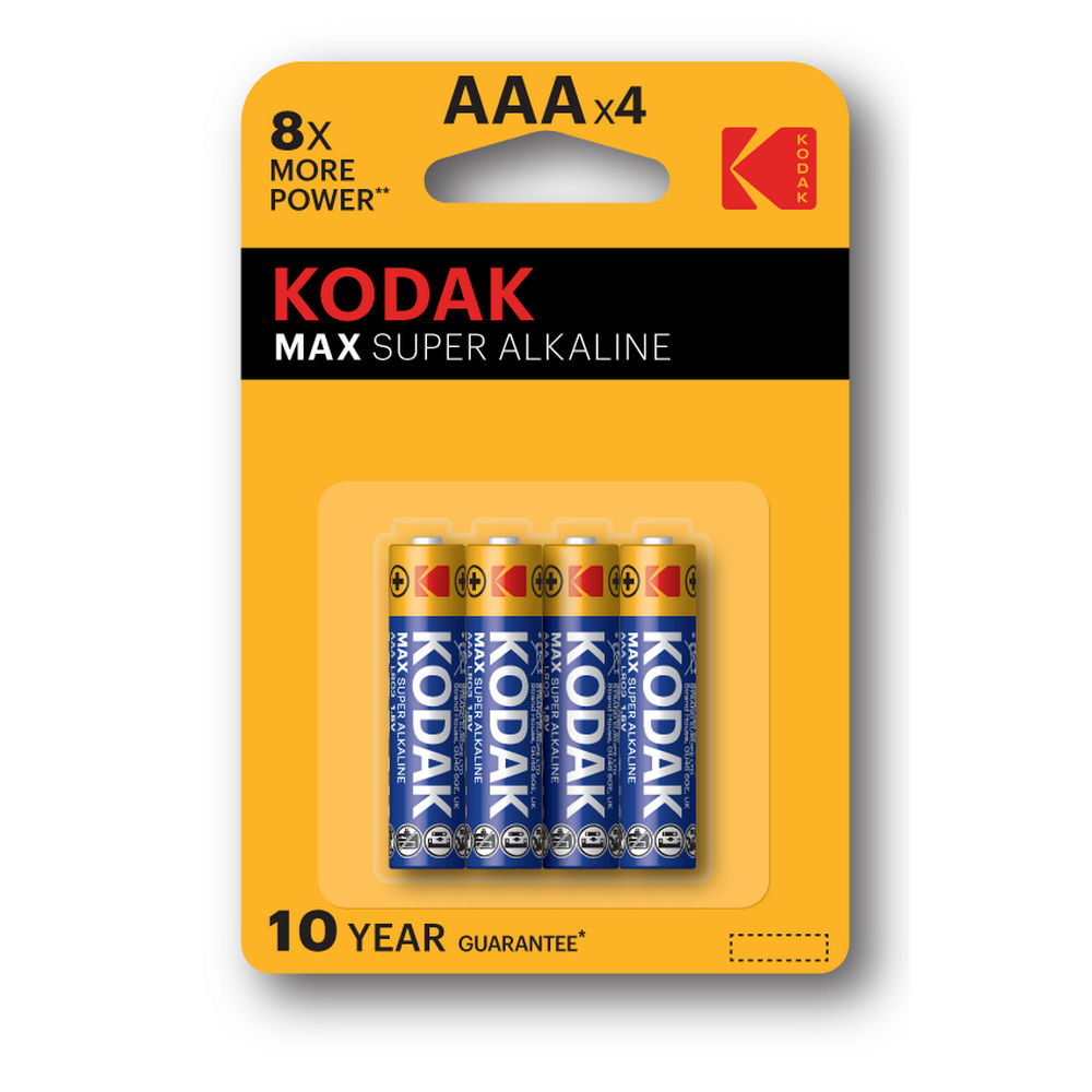Батарейки KODAK MAX SUPER Alkaline количество - 4, размер - AAA