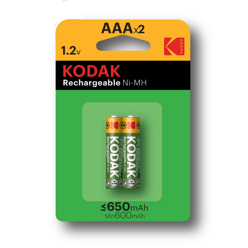 Аккумуляторы KODAK NiMH количество - 2, размер - AAA, емкость - 650 Ач, никель-металлгидридный 