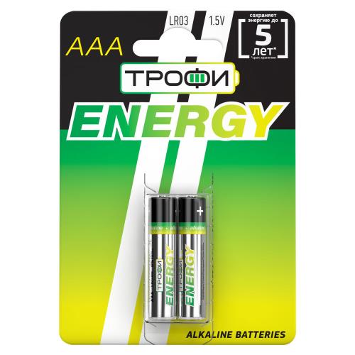Батарейки ТРОФИ ENERGY Alkaline количество 2-40, размер LR03-LR6, емкость 0.075-2.75 Ач