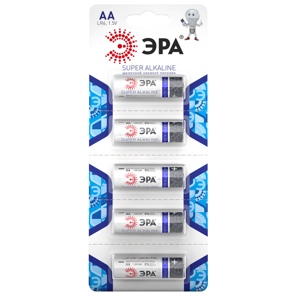 Батарейки ЭРА SUPER Alkaline количество - 5, размер - AA, емкость - 2.85 Ач