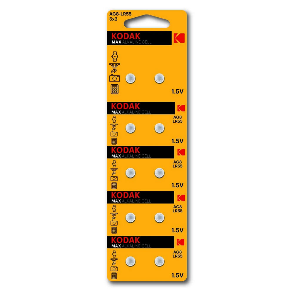 Батарейки KODAK Max Button Cell количество - 10, размер - LR55