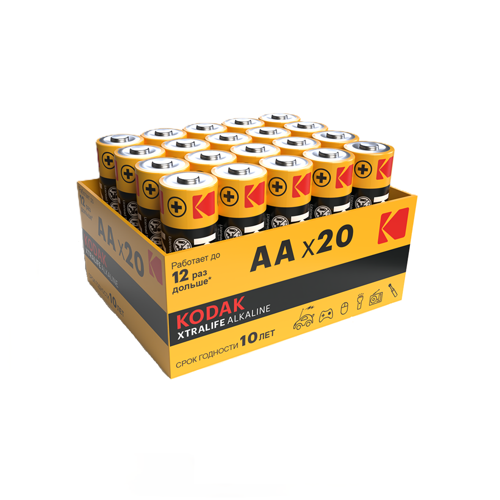 Батарейки KODAK XTRALIFE Alkaline количество - 20, размер - AA