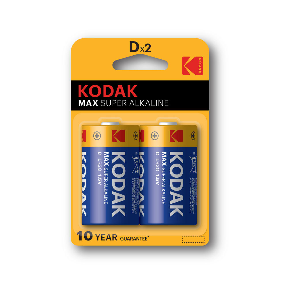 Батарейки KODAK MAX SUPER Alkaline количество - 2, размер - D