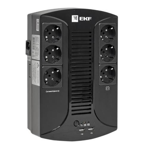 Источники бесперебойного питания (ИБП) EKF E-Power Home PROxima 800-1000 ВА, 480-600 Вт, розеток 6-8 x Schuko, линейно-интерактивные, тип подключения - USB