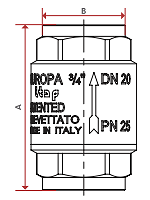 Чертеж Клапан обратный пружинный Itap EUROPA 100 Ду50 Ру18 резьбовой