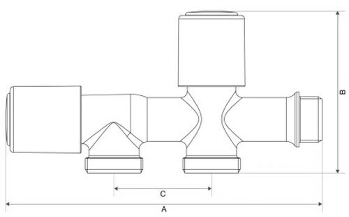 Вентиль ITAP 240U 1/2″x3/4″x3/4″ Ду15x20x20 Pу16 двойной, для стиральной и посудомоечной машины, корпус - хромированная латунь, резьбовое соединение - наружная-наружная-внутренняя