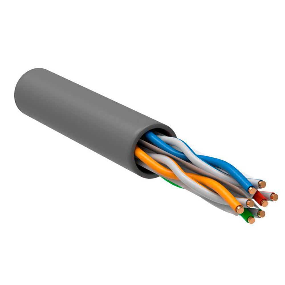 Кабель витая пара ITK U/UTP 4х2х23AWG solid CU PVC Indoor количество жил - 8, категория - 6, сечение - 0.23 мм2, цвет - серый