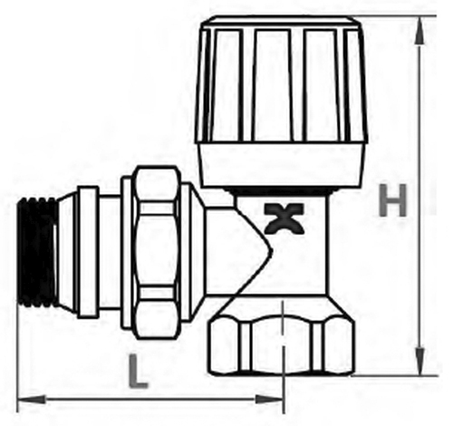 Клапан термостатический IVANCI IVC.103003 1/2″ Ду15 Ру10 ручной, угловой, для радиаторов, со стопорным кольцом, внутренняя / наружная резьба, корпус - латунь
