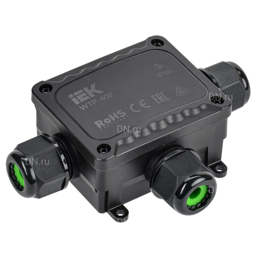 Коробка распределительная IEK WTP-402, герметичная, количество вводов - 3шт, IP68, 450В, упаковка - 1шт. UWB10-T-450-41-03-68