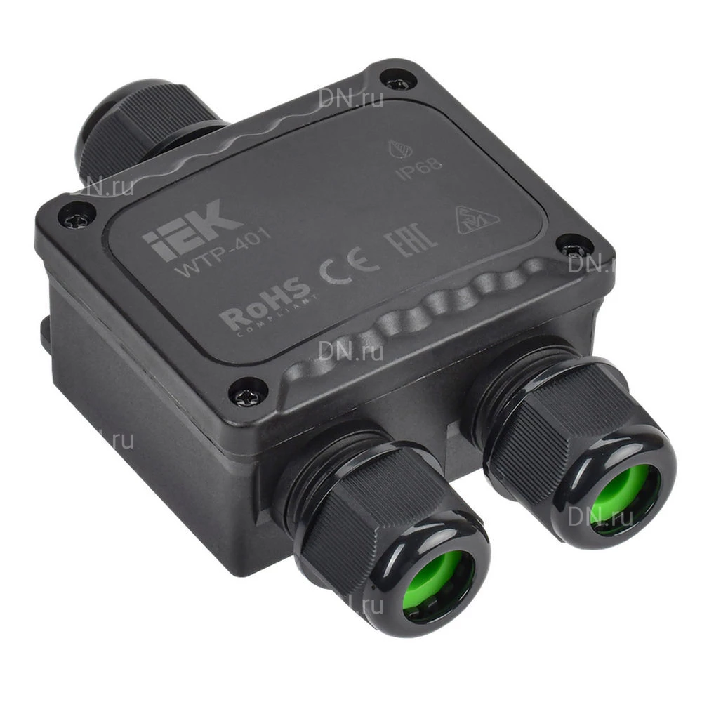 Коробка распределительная IEK WTP-401, герметичная, количество вводов - 3шт, IP68, 450В, упаковка - 1шт. UWB10-Y-450-41-03-68