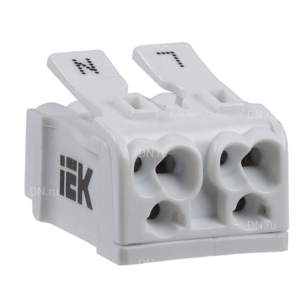 Клемма соединительная IEK КСП2-L+N 0.5-2.5 мм2, количество полюсов - 2, материал изоляции - термопласт, пружинная, упаковка - 260шт. UKZ-B06-2P-F0-E0-10