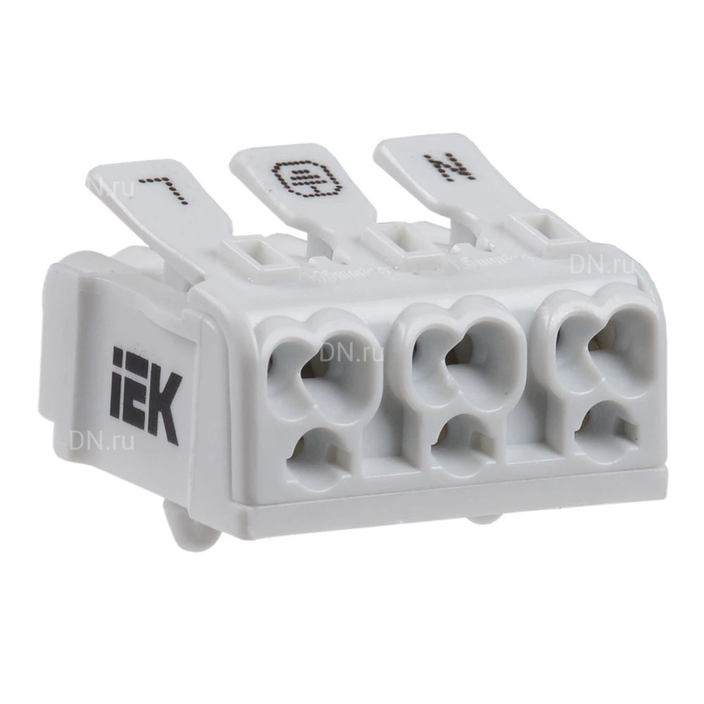 Клемма соединительная IEK КСПн3-L+N+PE 0.5-2.5 мм2, количество полюсов - 3, материал изоляции - термопласт, пружинная, упаковка - 150шт. UKZ-B06-3P-F1-E0-10