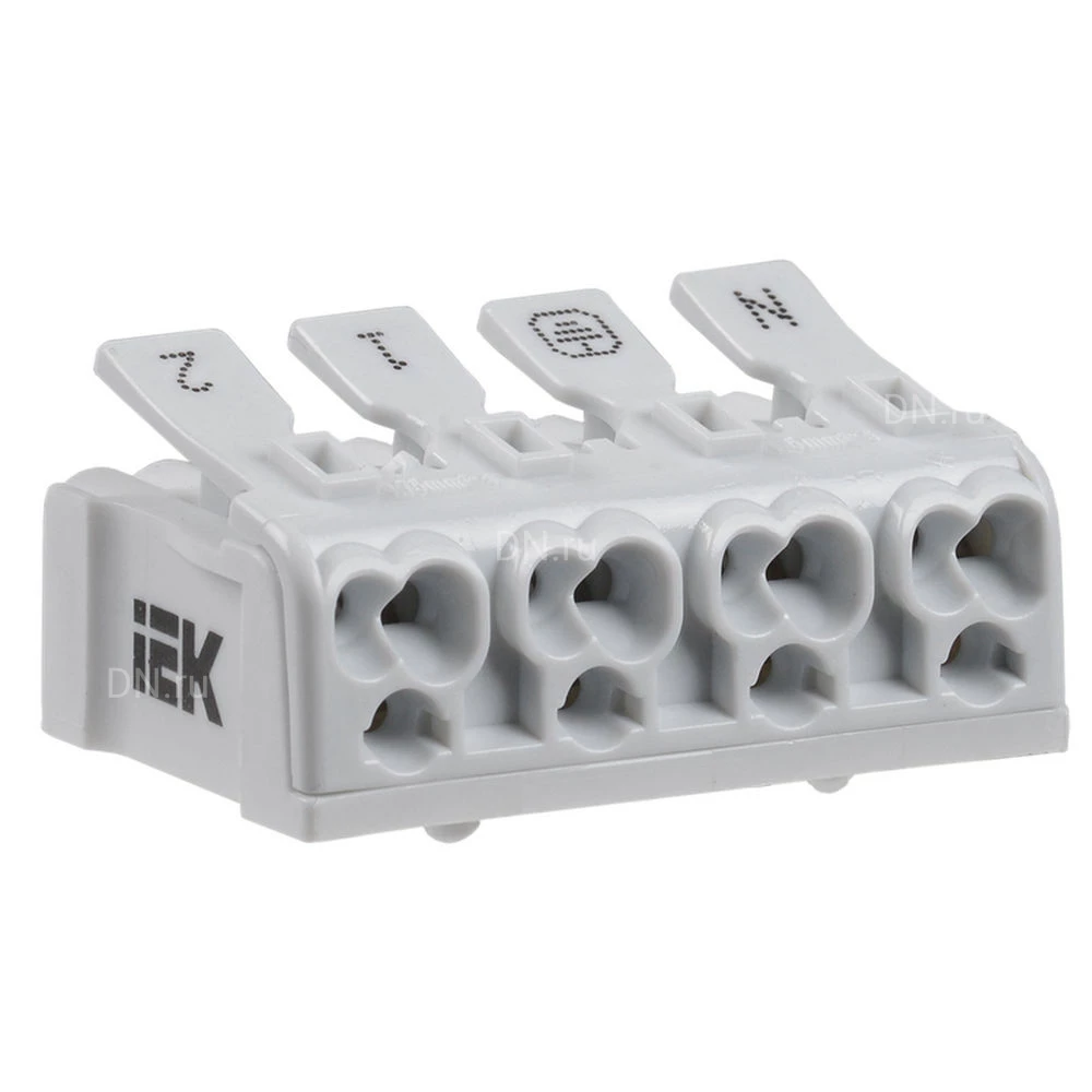 Клемма соединительная IEK КСПн4-2L+N+PE 0.5-2.5 мм2, количество полюсов - 4, материал изоляции - термопласт, пружинная, упаковка - 1шт. UKZ-B06-4P-F1-E0-10