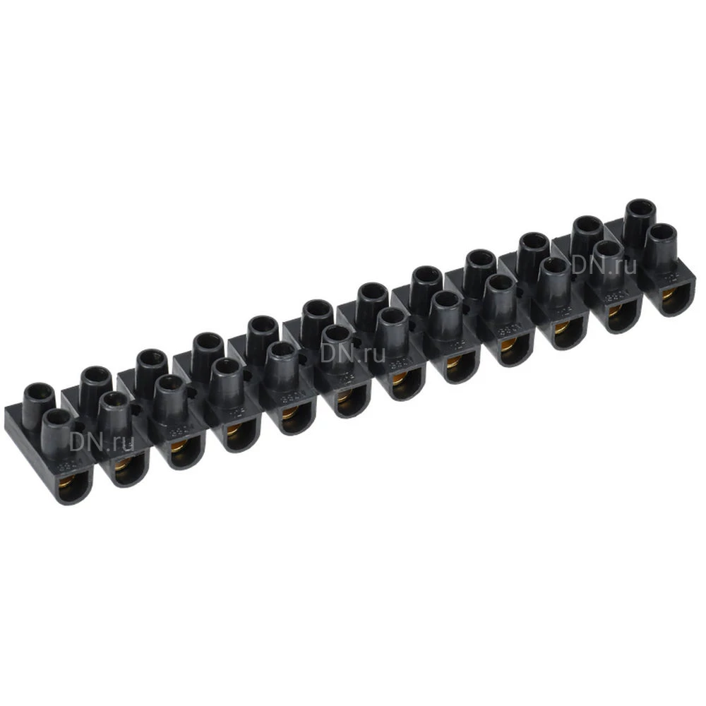 Зажим винтовой IEK ЗВИ-15 н/г, сечение подключаемых проводников - 4-10мм2, номинальный ток - 15А, цвет - черный, упаковка - 2шт. UZV5-015-06-2