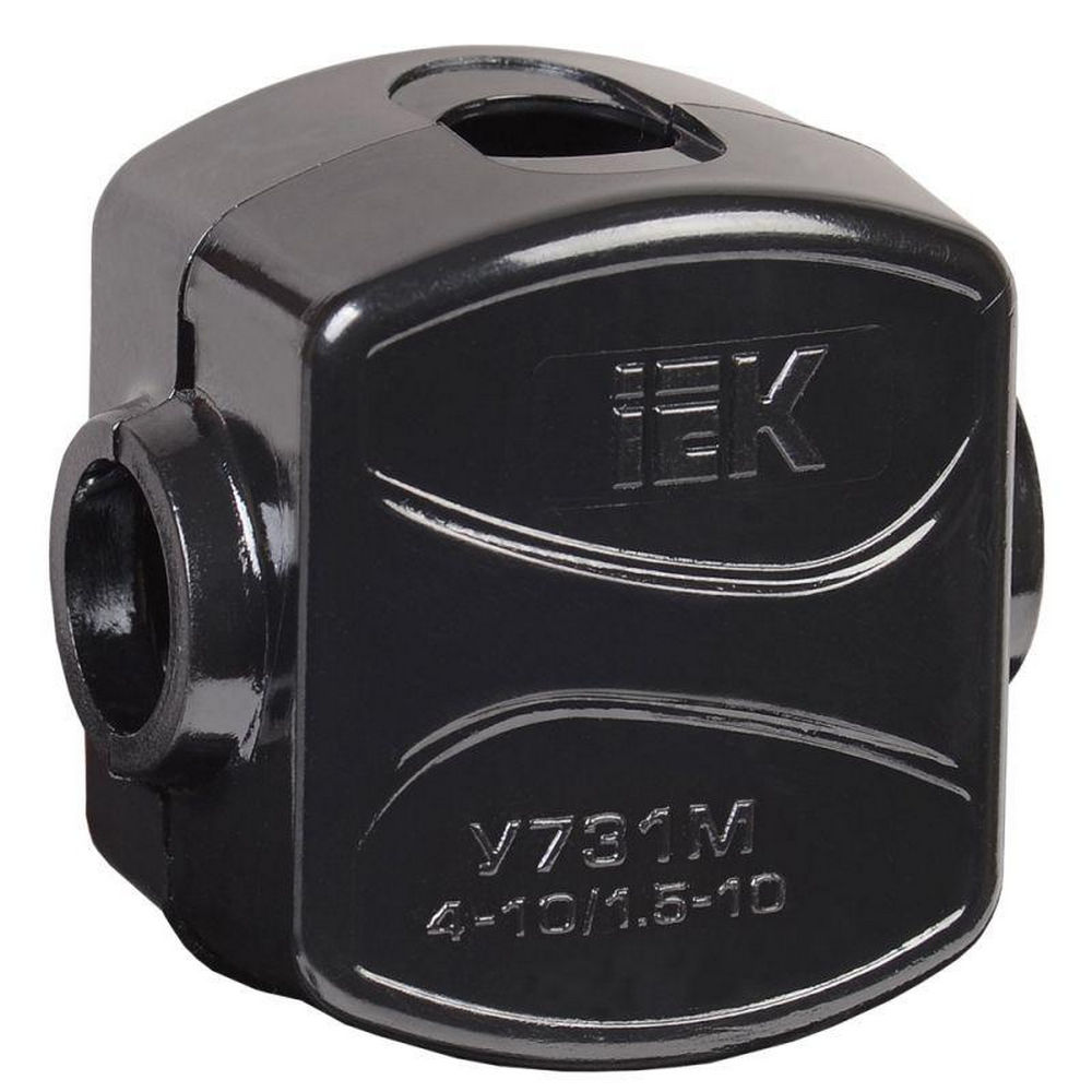 Зажим ответвительный IEK У-731М сечение ответвительного проводника - 1.5-10 мм²,  сечение проходное  - 4-10 мм², количество - 1 шт., цвет - черный