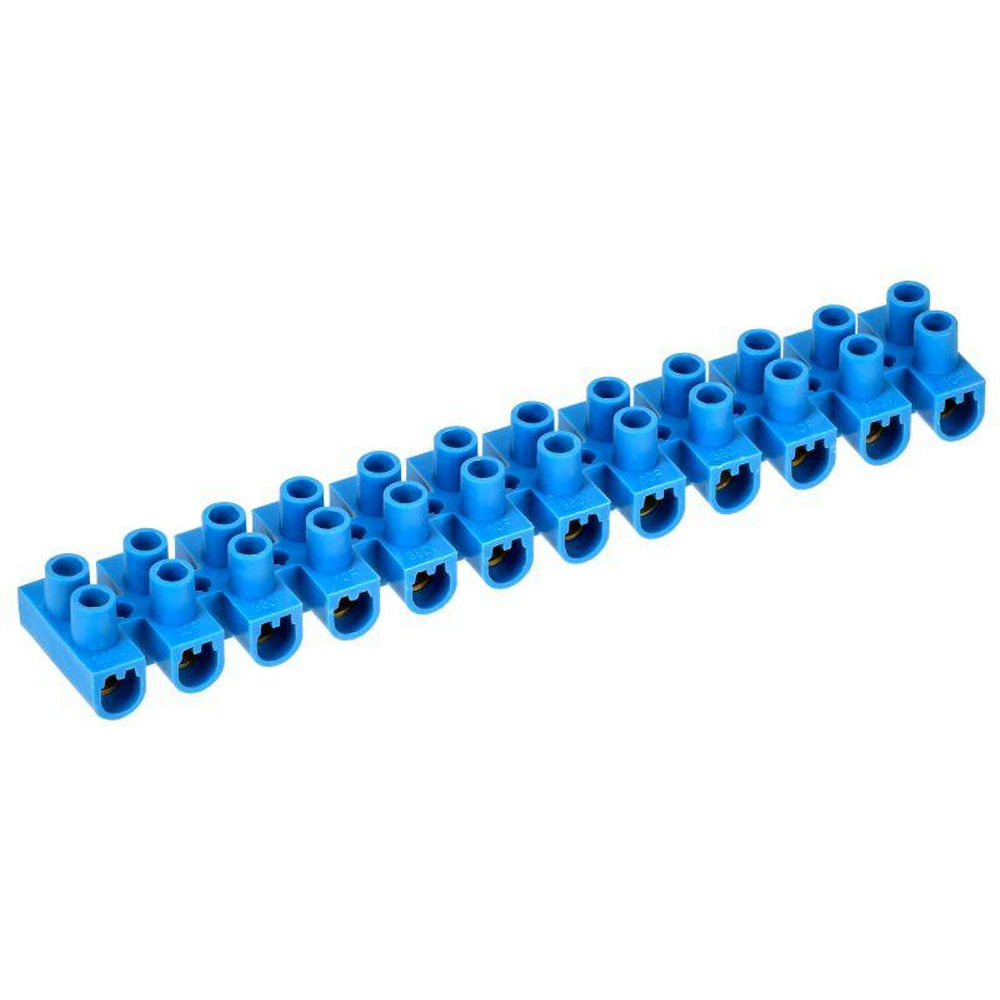 Колодка клеммная IEK ЗВИ-10 2.5-6 мм², количество полюсов - 12, цвет - синий, материал изоляции - полистирол