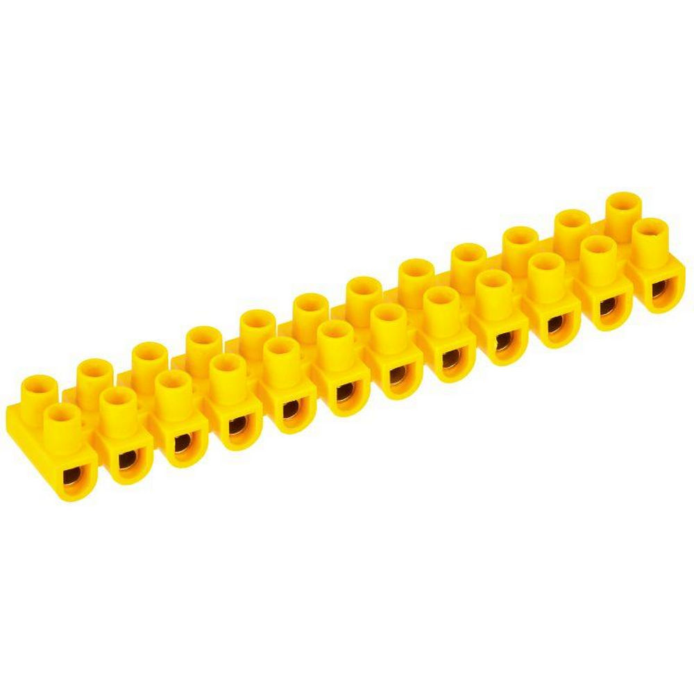 Колодка клеммная IEK ЗВИ-20 4-10 мм², количество полюсов - 12, цвет - желтый, материал изоляции - полистирол