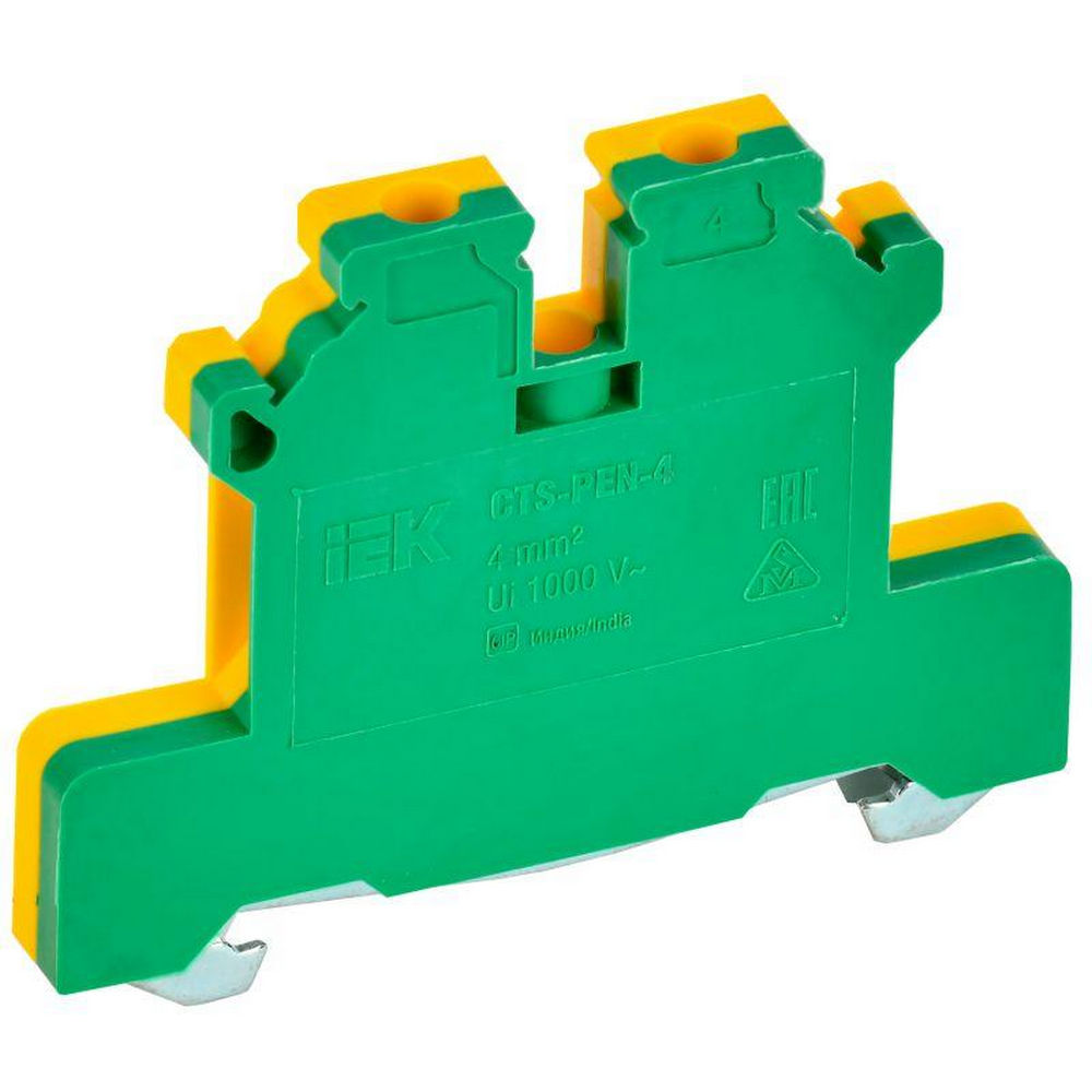 Колодка клеммная IEK CTS-PEN 4 мм², количество полюсов - 1, цвет - желто-зеленый, материал изоляции - полиамид