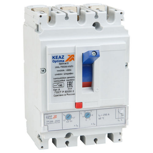 Автоматические выключатели трехполюсные КЭАЗ OptiMat D TM, сила тока 160-250 A, отключающая способность 40-50 кА
