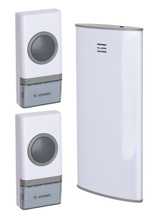 Звонок беспроводной КОСМОС AG AG307C2 цвет - белый, корпус - пластик, IP30, поверхностный монтаж (открытая установка)