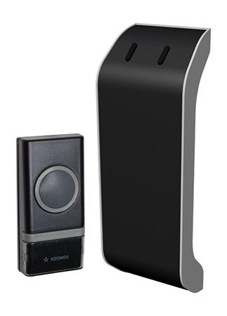 изображение Звонок беспроводной КОСМОС AG AG510B, 23 мелодии, цвет - черный, корпус - пластик, IP30, поверхностный монтаж (открытая установка)