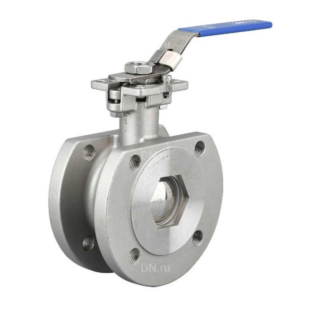 Кран шаровой САГА S-B1Fi40-4 Ду40 Ру16 полнопроходной, односоставной, нержавеющая сталь, межфланцевый, уплотнение - PTFE, рукоятка
