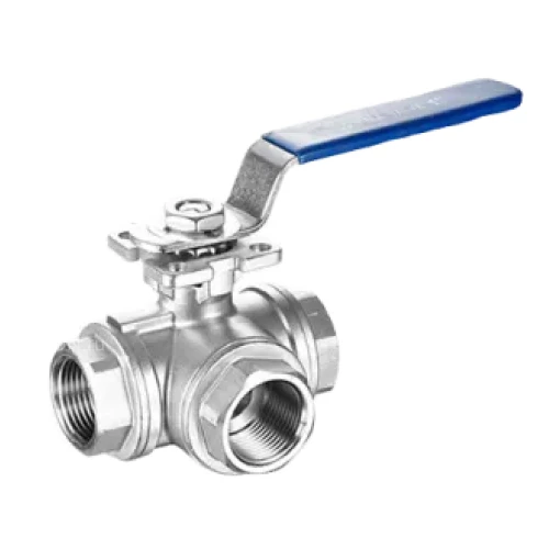 Краны шаровые стандартнопроходные муфтовые САГА S-BMTTXX-6 трехходовые T-тип Ду10-50 из нержавеющей стали AISI316, с рукояткой