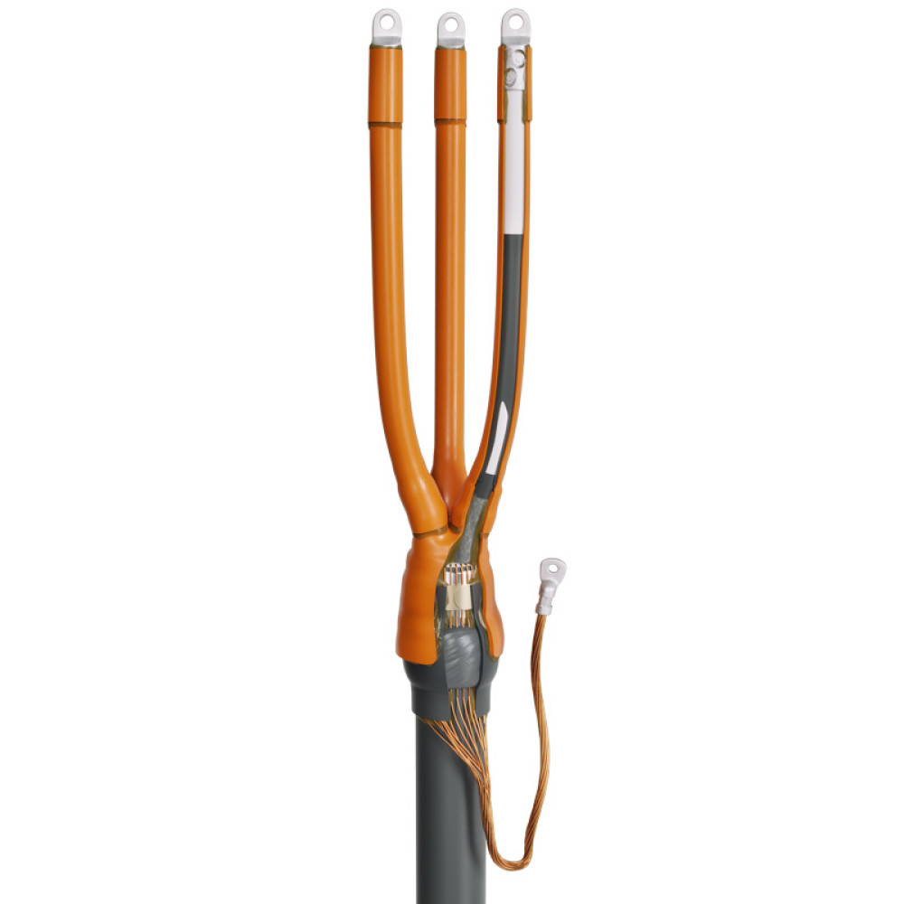 Муфта кабельная КВТ 3ПКВТп-10 концевая, количество жил - 3, сечение жил 70-120 мм2, напряжение 10кВ с болтовыми наконечниками для кабелей с изоляцией из сшитого полиэтилена с проволочным экраном