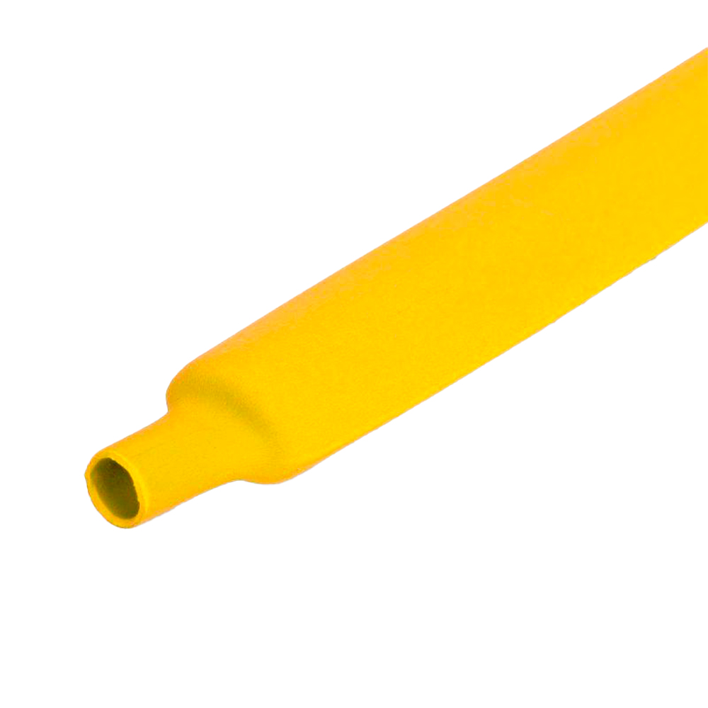 Трубка термоусадочная КВТ ТУТ (HF) Дн12/6 L=50 м тонкостенная, диаметр до усадки 12 мм, диаметр после усадки 6 мм, материал - полиолефин, коэффициент усадки - 2:1, цвет - желтый