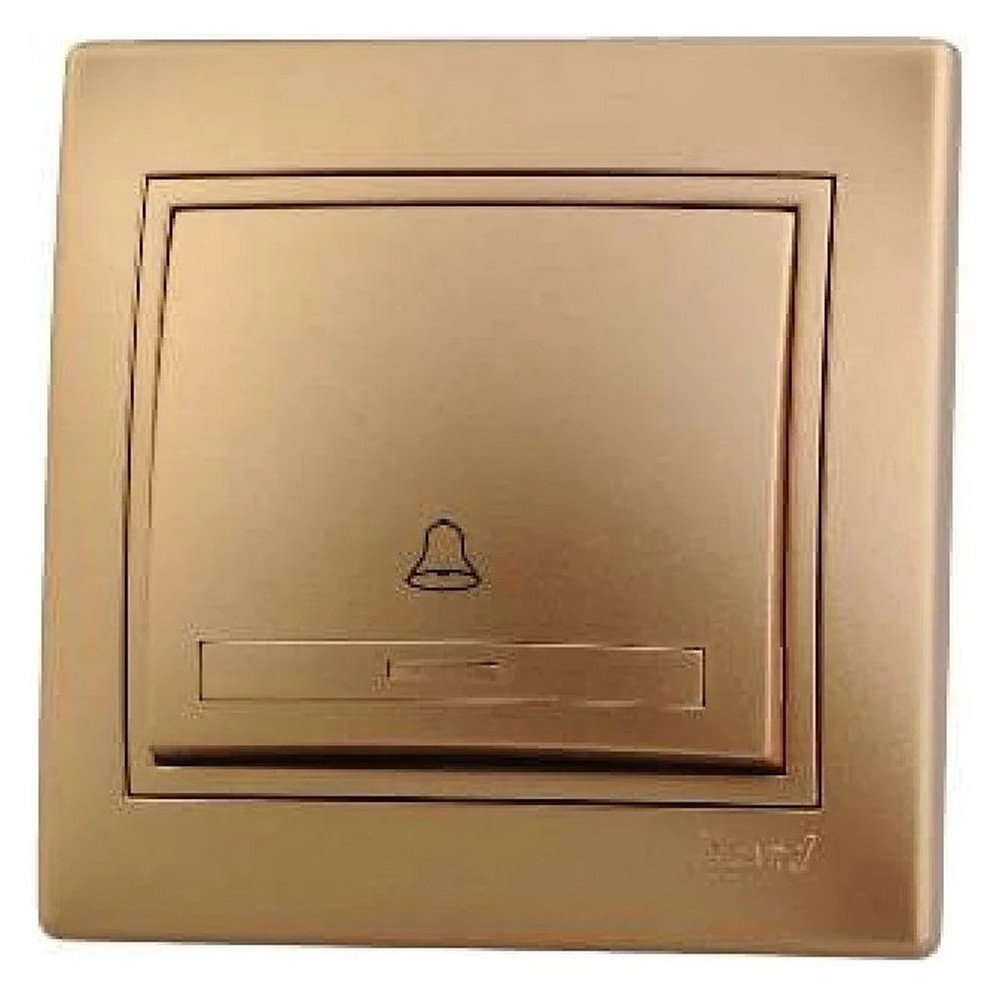 Выключатель однокнопочный LEZARD Mira скрытой установки, номинальный ток - 10А, степень защиты IP20, цвет - золотой металлик