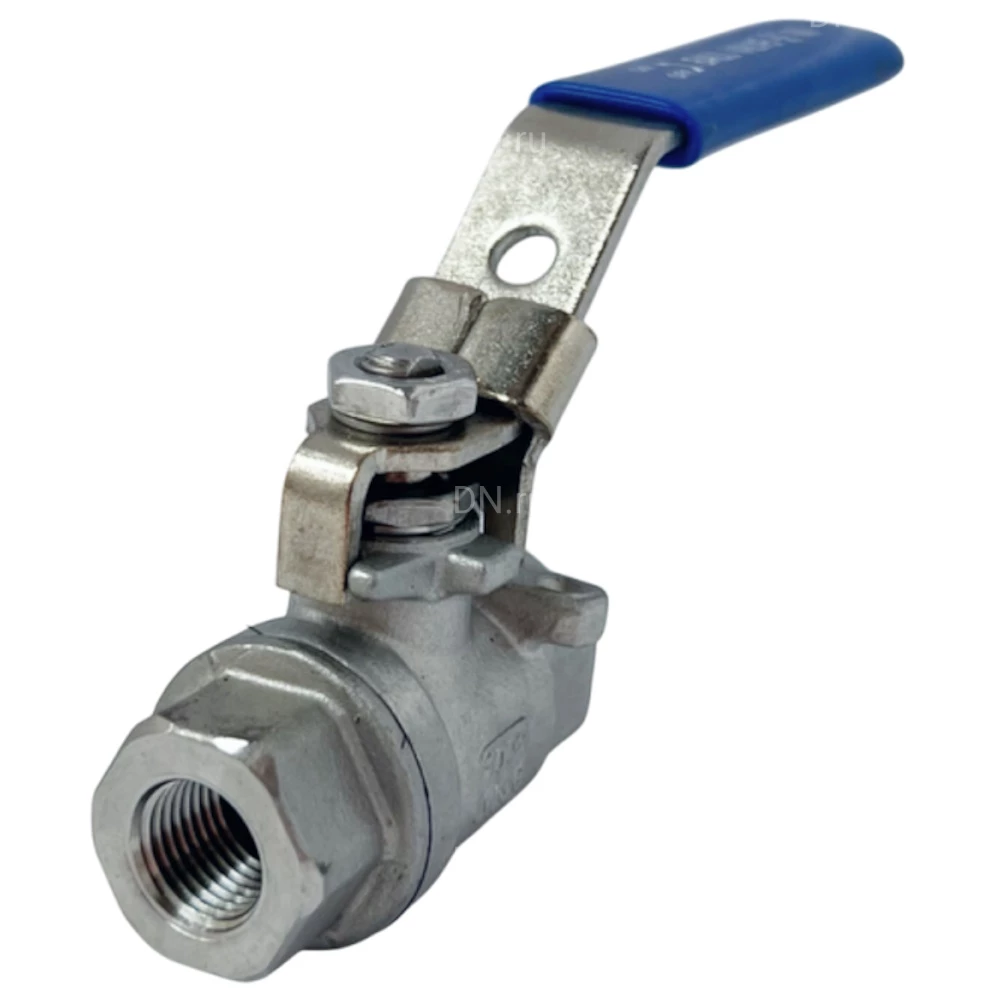 Кран шаровой Lotar LTR-TA25/4 1″ Ду25 Ру64 полнопроходной, двухсоставной, резьбовой, внутренняя резьба, корпус - нержавеющая сталь AISI 304 (CF8), уплотнение - PTFE, управление - рукоятка-рычаг