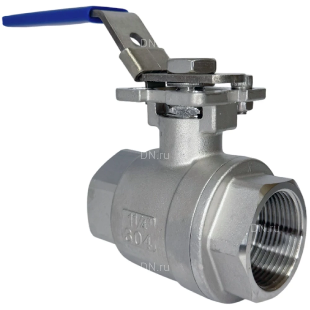 Кран шаровой Lotar LTR-TAp20/4 3/4″ Ду20 Ру64 полнопроходной, двухсоставной, резьбовой, ISO5211, внутренняя резьба, корпус - нержавеющая сталь AISI 304 (CF8), уплотнение - PTFE, управление - рукоятка-рычаг