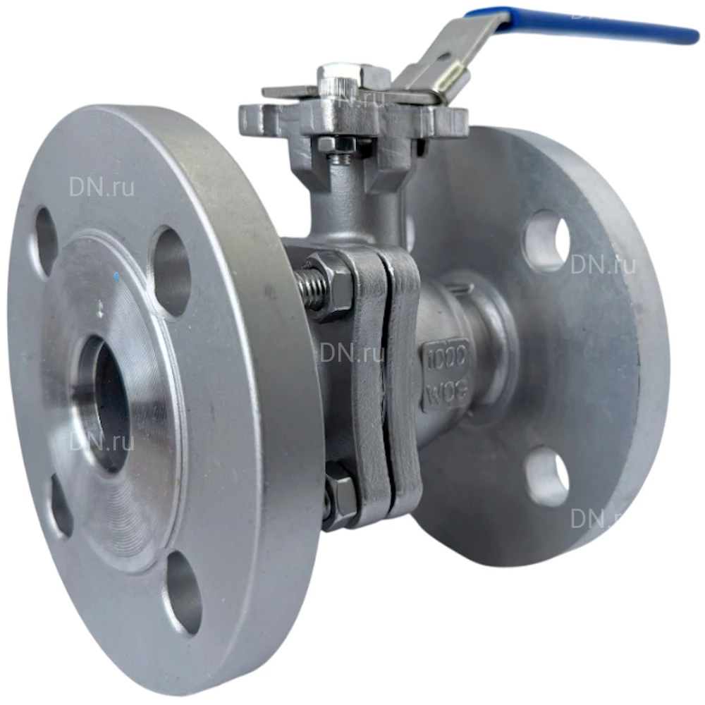 Кран шаровой Lotar LTR-TG25/4 Ду25 Ру40 полнопроходной, двухсоставной, фланцевый, ISO5211, корпус - нержавеющая сталь AISI 304 (CF8), уплотнение - PTFE+C, управление - рукоятка-рычаг