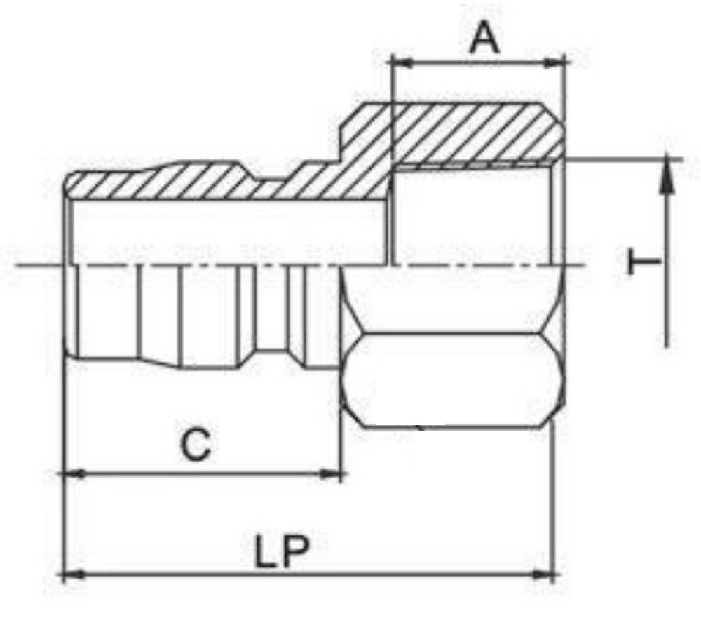 Муфта быстроразъемное соединение LSQ нипель-RD 3/4″ Ду20 Ру410 корпус - медь, уплотнение - NBR, присоединение - внутренняя резьба