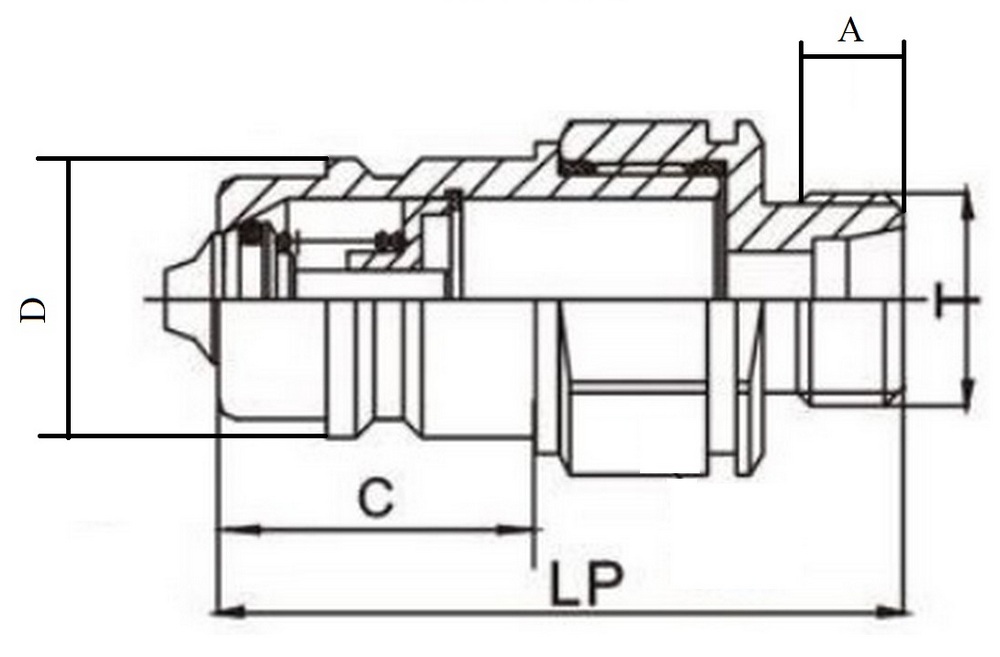 Муфта быстроразъемное соединение LSQ нипель-S5-04PM 14S Ду22 Ру205 корпус - сталь, уплотнение - NBR, присоединение - наружняя резьба M22*1.5