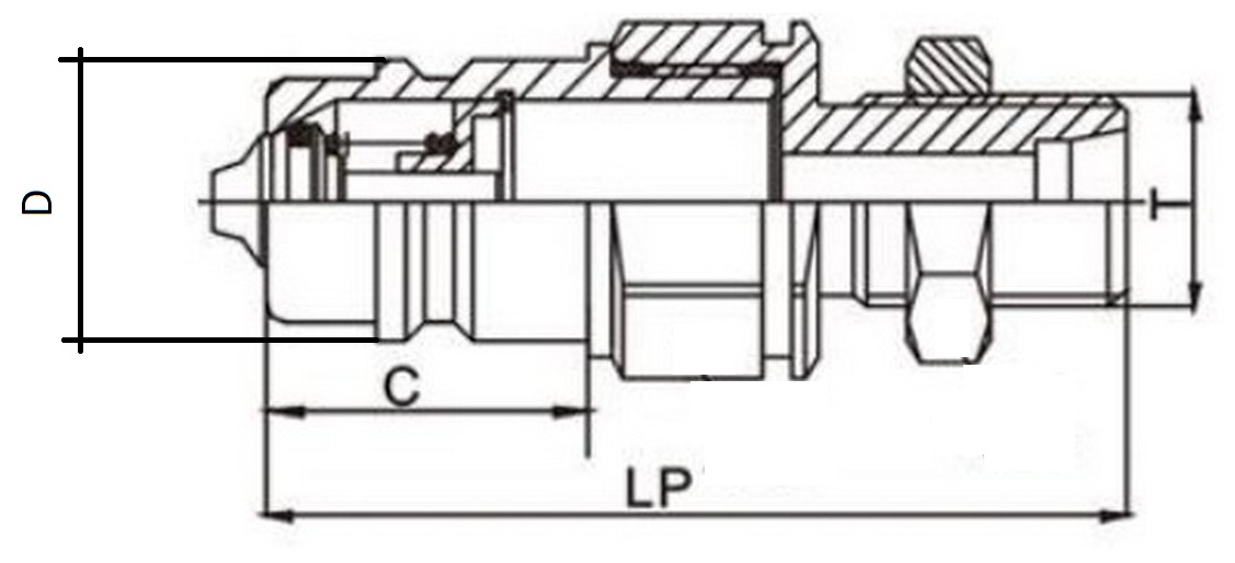 Муфта быстроразъемное соединение LSQ нипель-S5C-04PM 10S Ду18 Ру205 корпус - сталь, уплотнение - NBR, присоединение - наружняя резьба M18*1.5